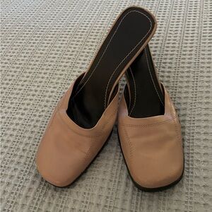 Nine west mauve/pink leather mules Sz. 10, stored, never worn.